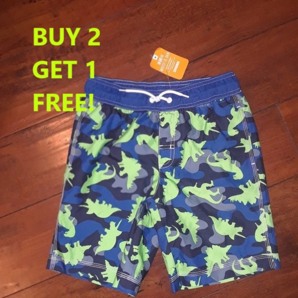 NWT Gymboree Boys Rash Guard and Swim trunk Set 2T,3T,4T,5T Dinosaur UPF 50+